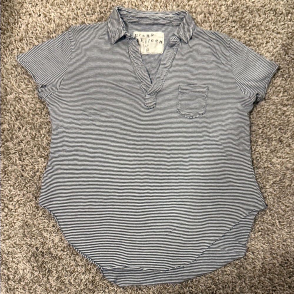 Frank & Eileen Navy and White Striped Shirt